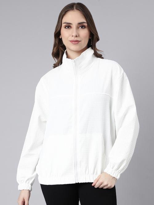 white nylon bomberbiker jacket - 20917184 - Standard Image - 0