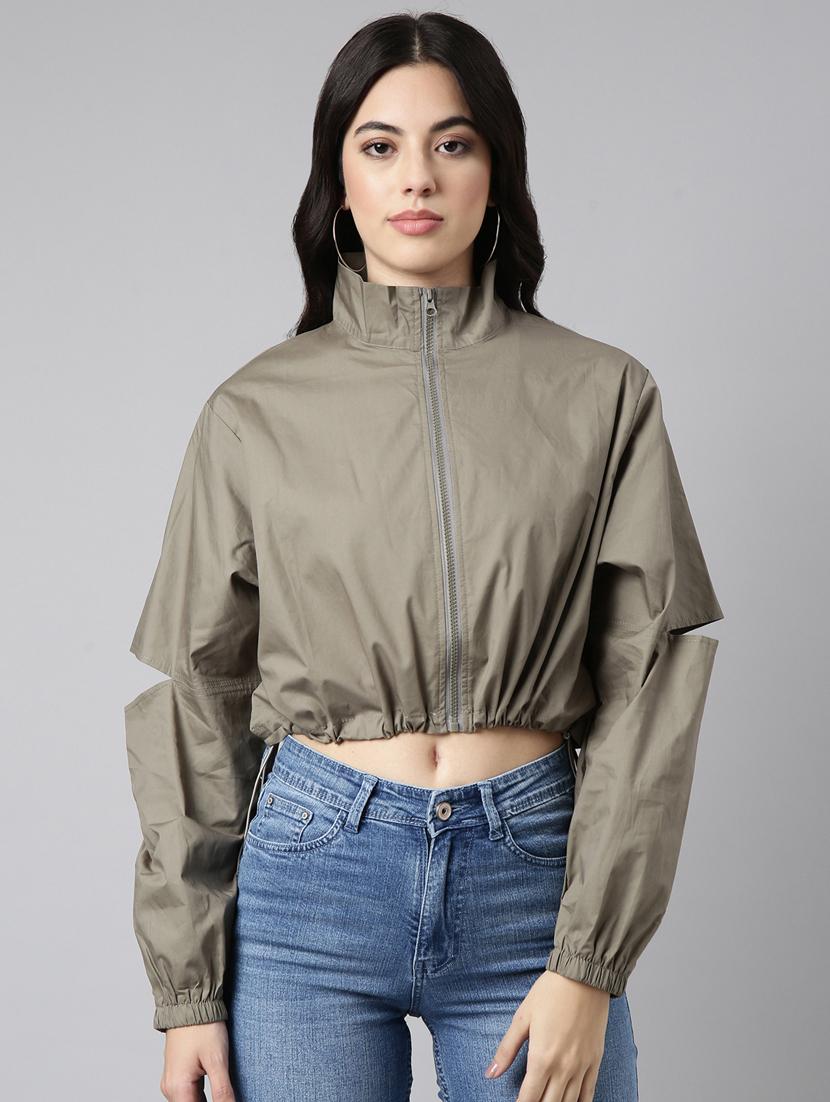 olive cotton blend bomberbiker jacket - 20917189 - Zoom Image - 0