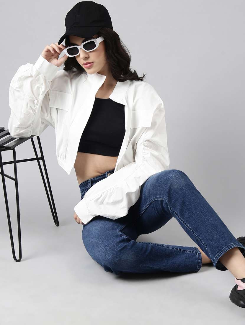 white cotton blend regular jacket - 20917195 -  Standard Image - 5