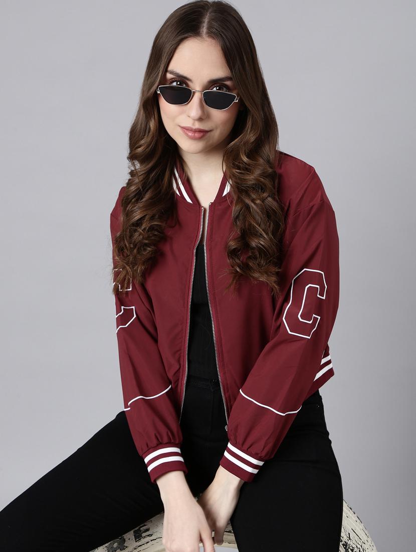 maroon nylon bomberbiker jacket - 20917197 - Standard Image - 3