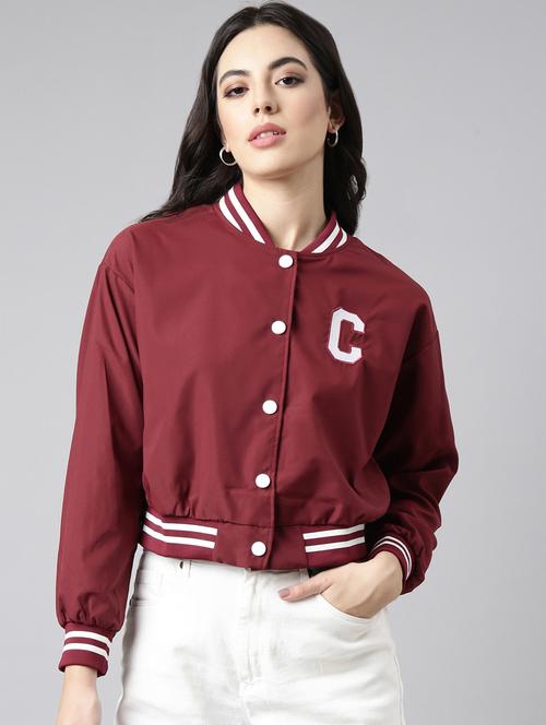 maroon nylon varsity jacket - 20917203 - Standard Image - 0