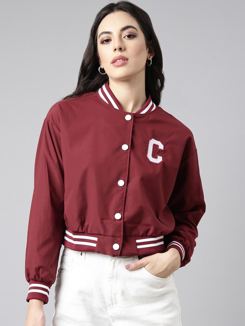 maroon nylon varsity jacket - 20917203 - Zoom Image - 0