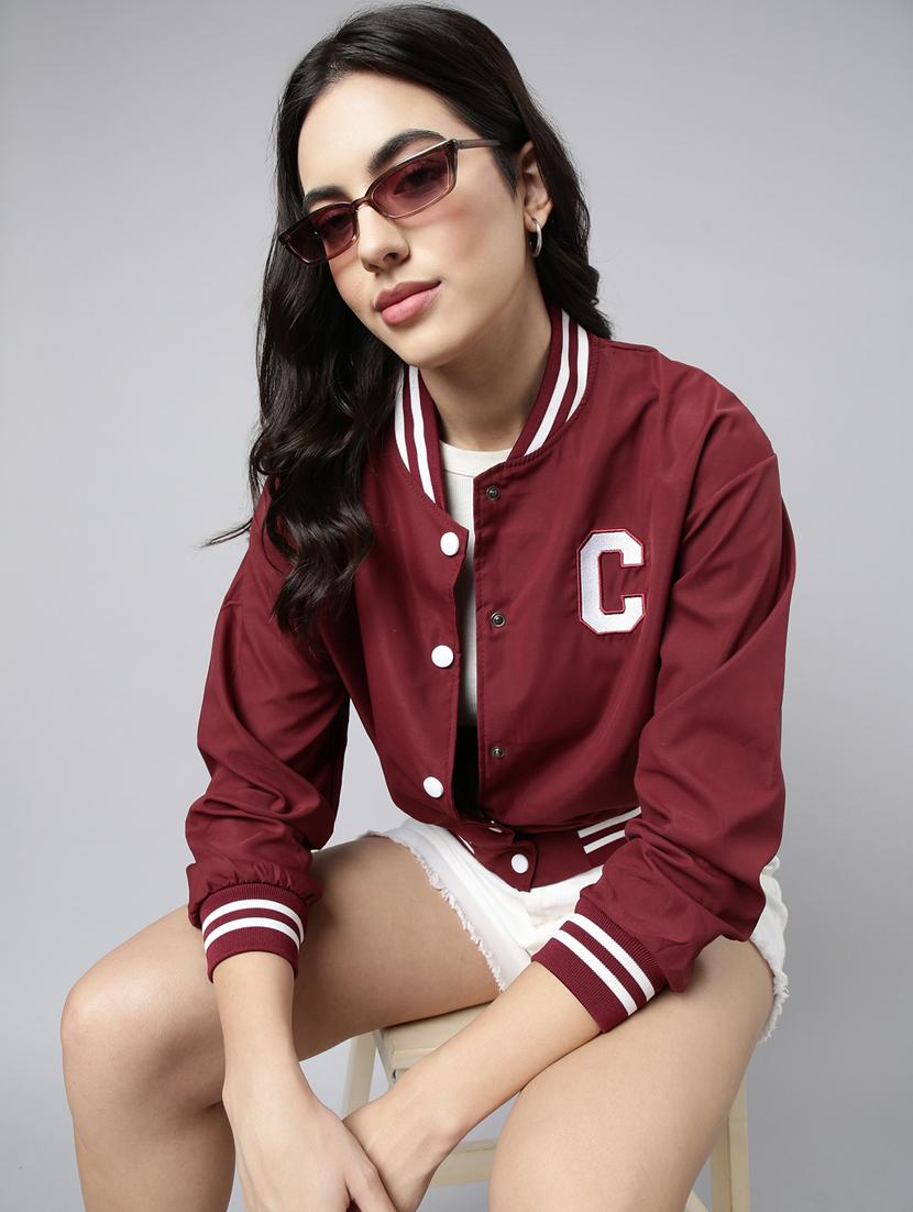 maroon nylon varsity jacket - 20917203 - Standard Image - 3