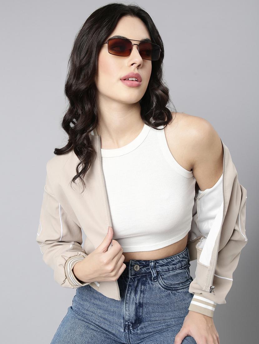 beige nylon varsity jacket - 20917219 - Standard Image - 3