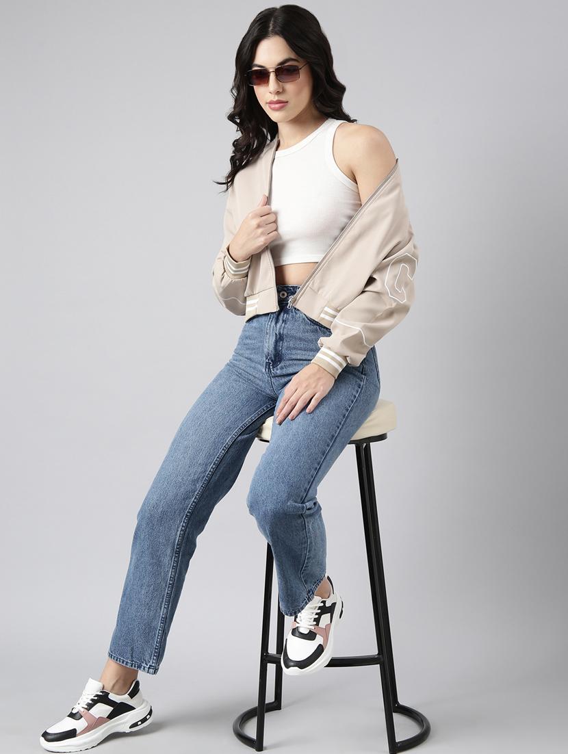 beige nylon varsity jacket - 20917219 - Standard Image - 5