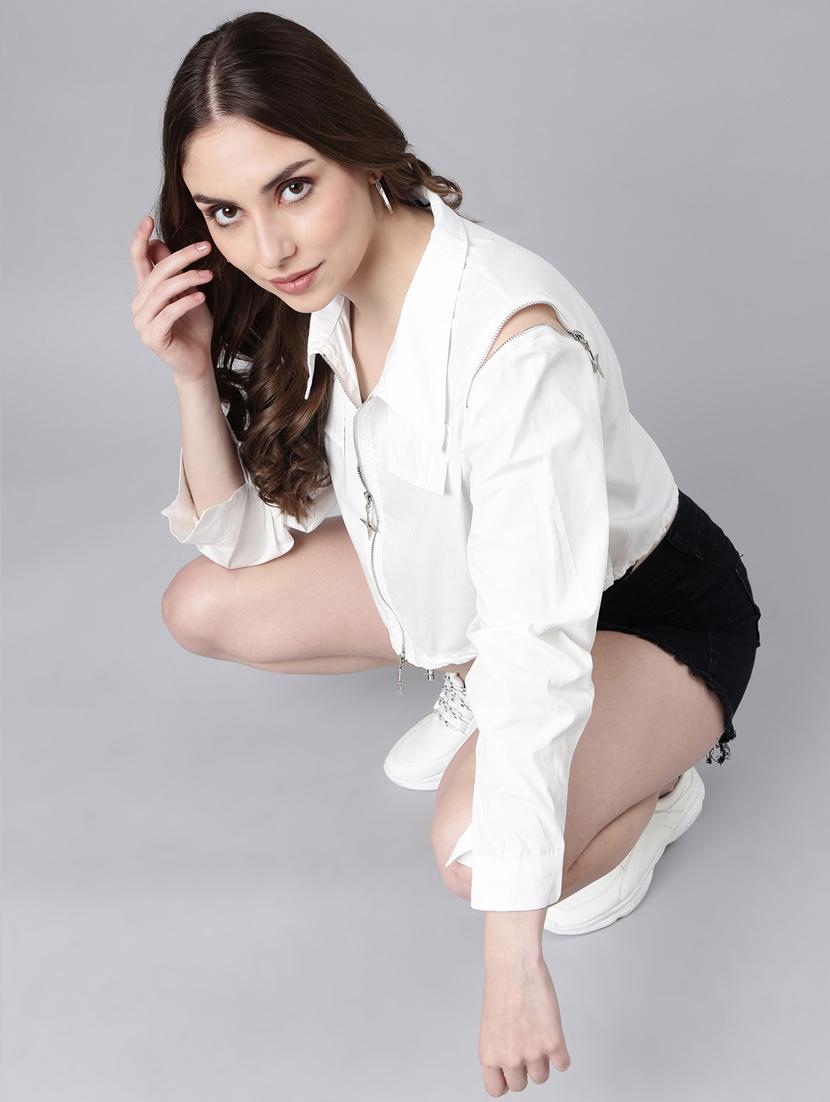 white cotton blend regular jacket - 20917230 - Standard Image - 5