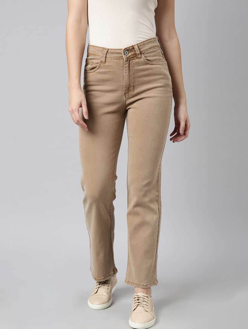 women plain mid rise jean
