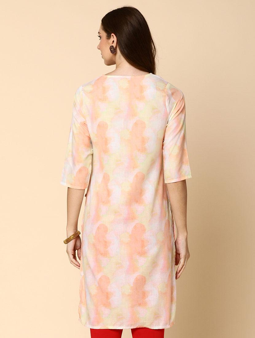 women multi color notch neck straight kurta - 20918649 - Standard Image - 3