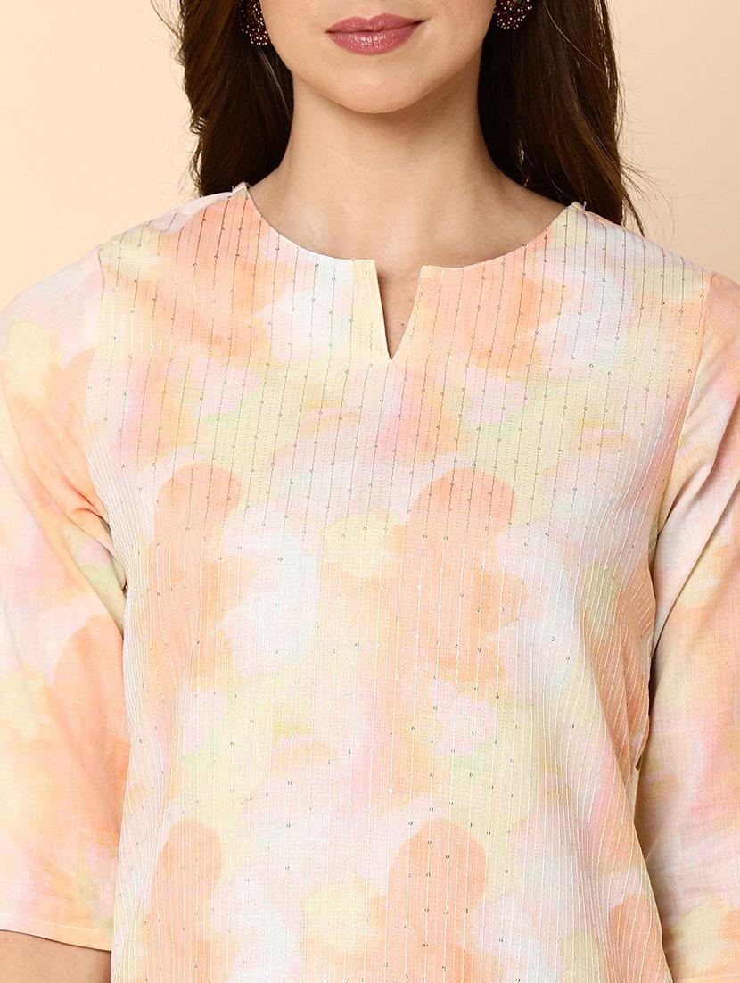 women multi color notch neck straight kurta - 20918649 - Standard Image - 5