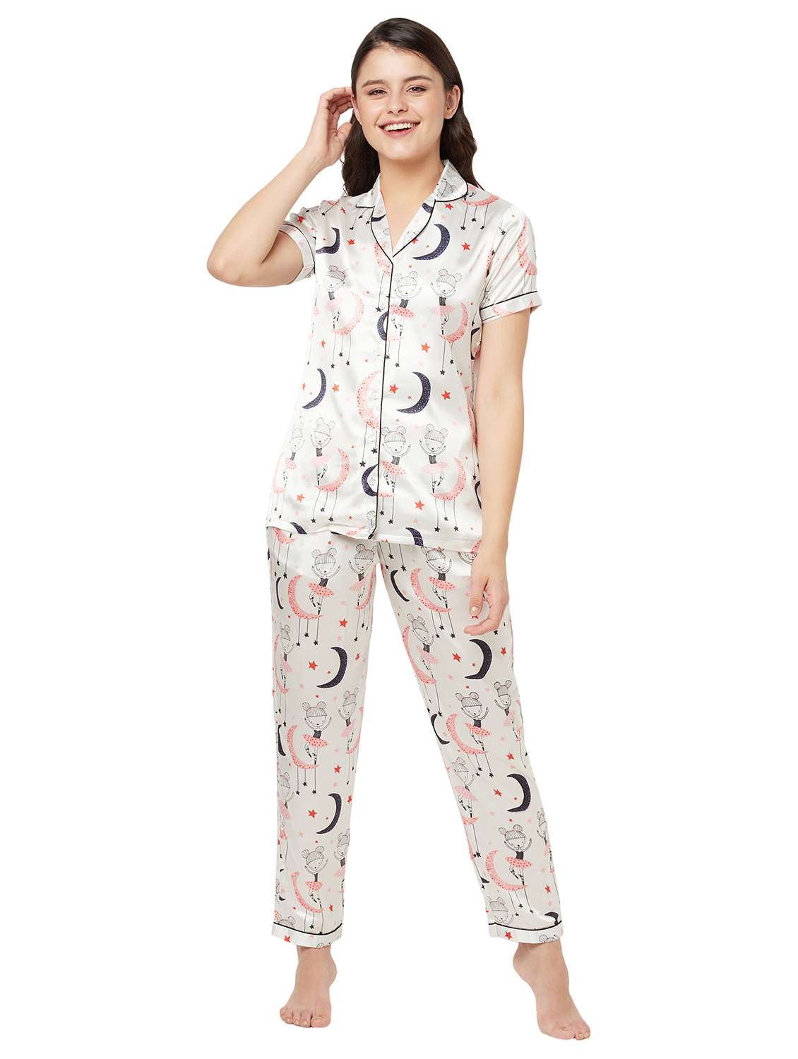 women quirky print nightwear pyjama set  - 20919002 -  Zoom Image - 0