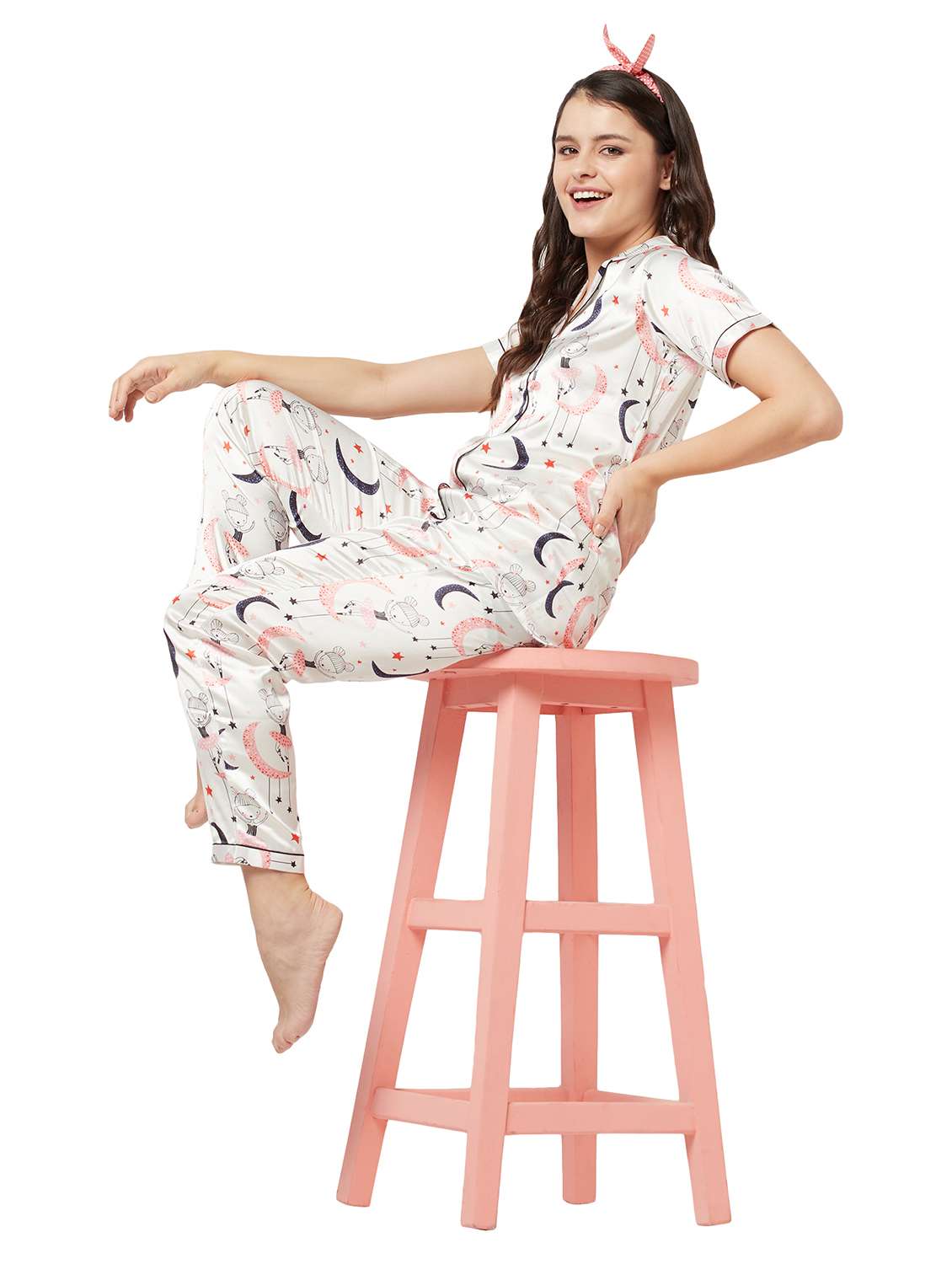women quirky print nightwear pyjama set - 20919002 - Standard Image - 3