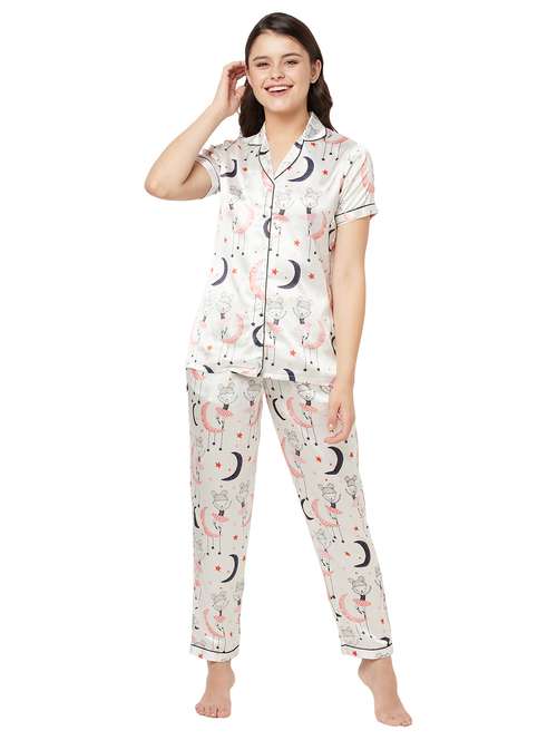 women quirky print nightwear pyjama set - 20919013 - Standard Image - 0