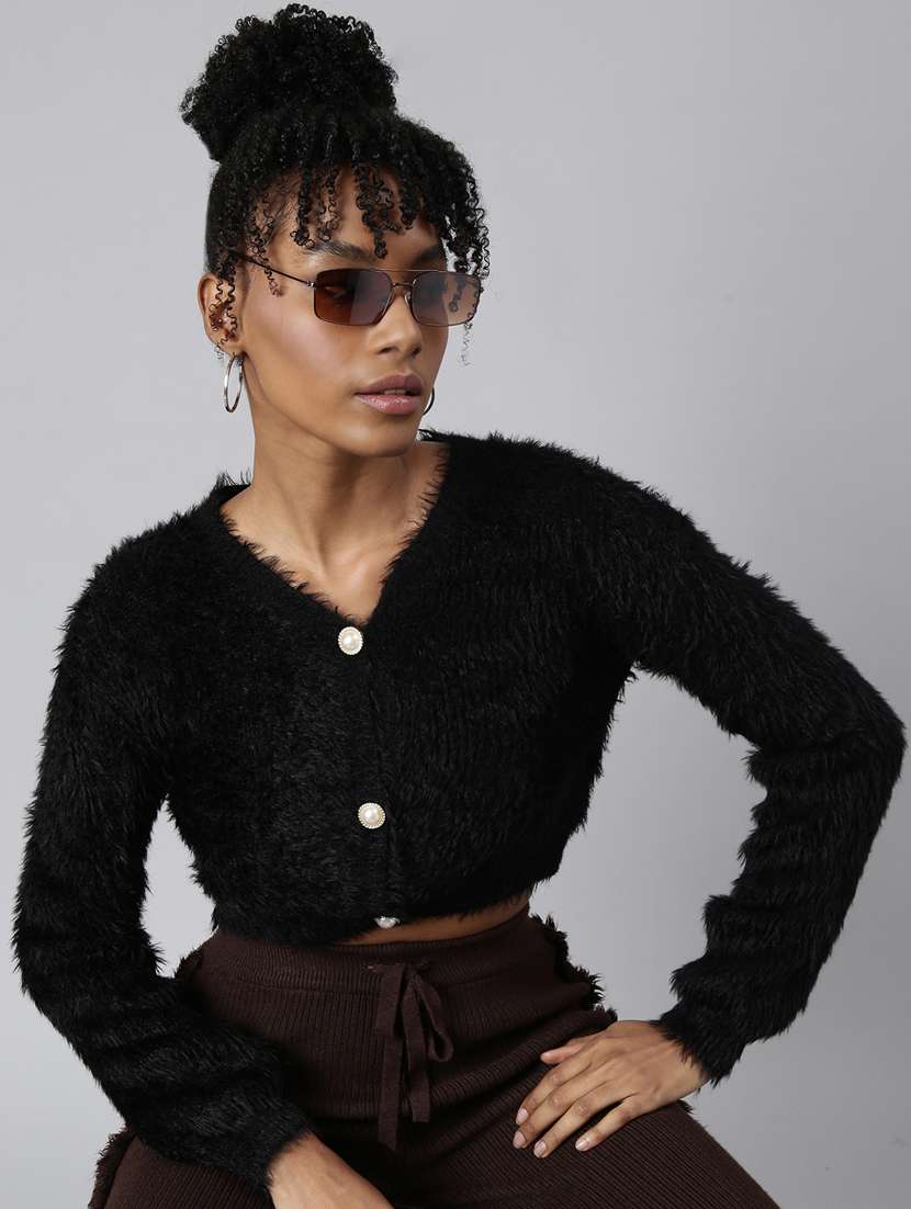 black acrylic cardigan - 20925448 - Standard Image - 3