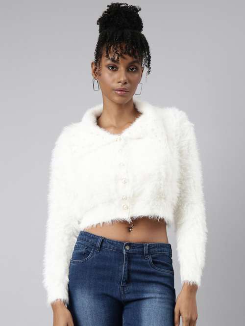 off white acrylic cardigan - 20925456 - Standard Image - 0