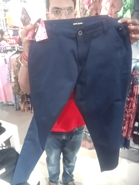 navy blue poly cotton lycra trousers - 20925791 - Standard Image - 0