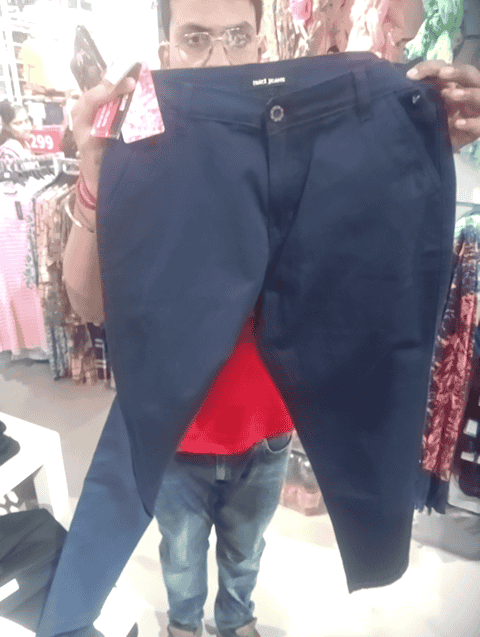 navy blue poly cotton lycra trousers - 20925791 - Zoom Image - 0