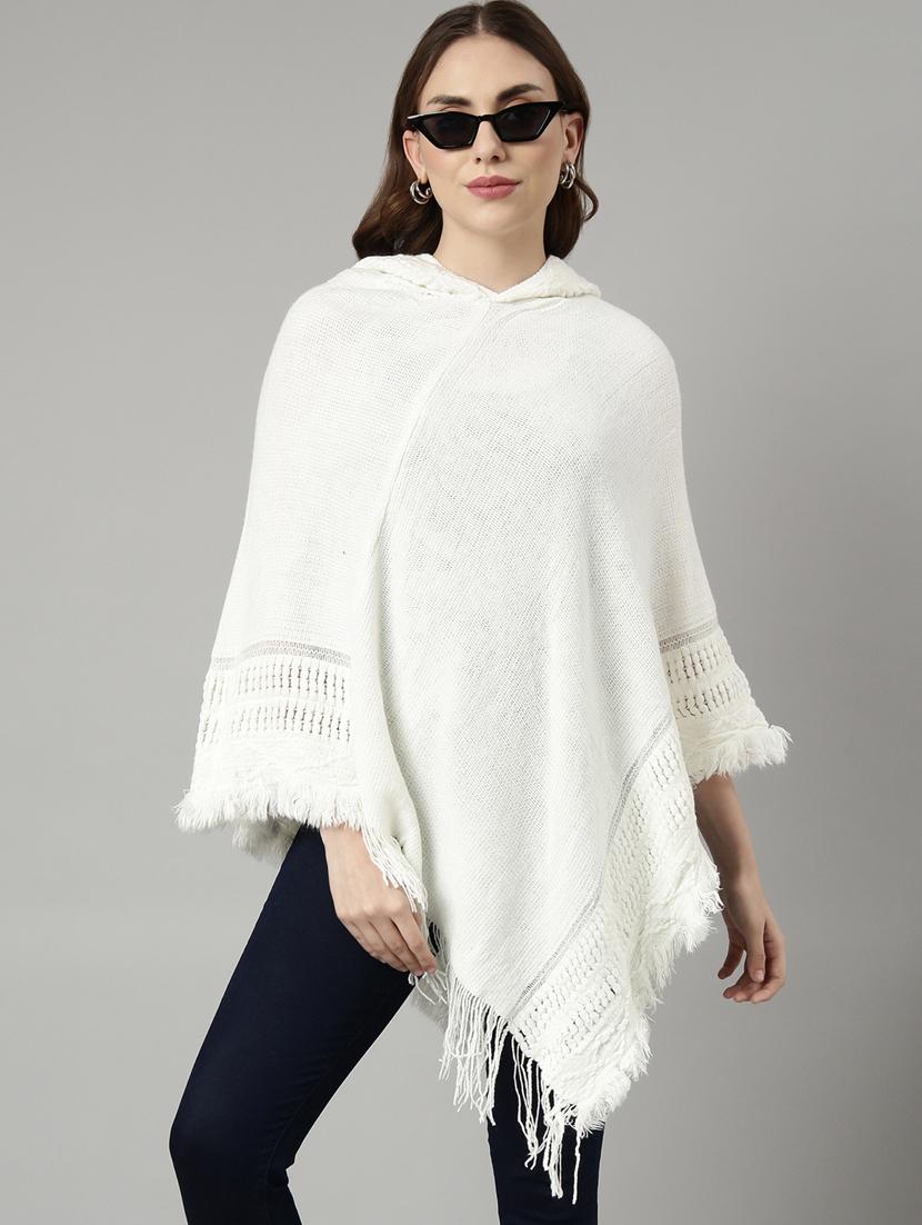 off white acrylic poncho - 20926603 - Standard Image - 3