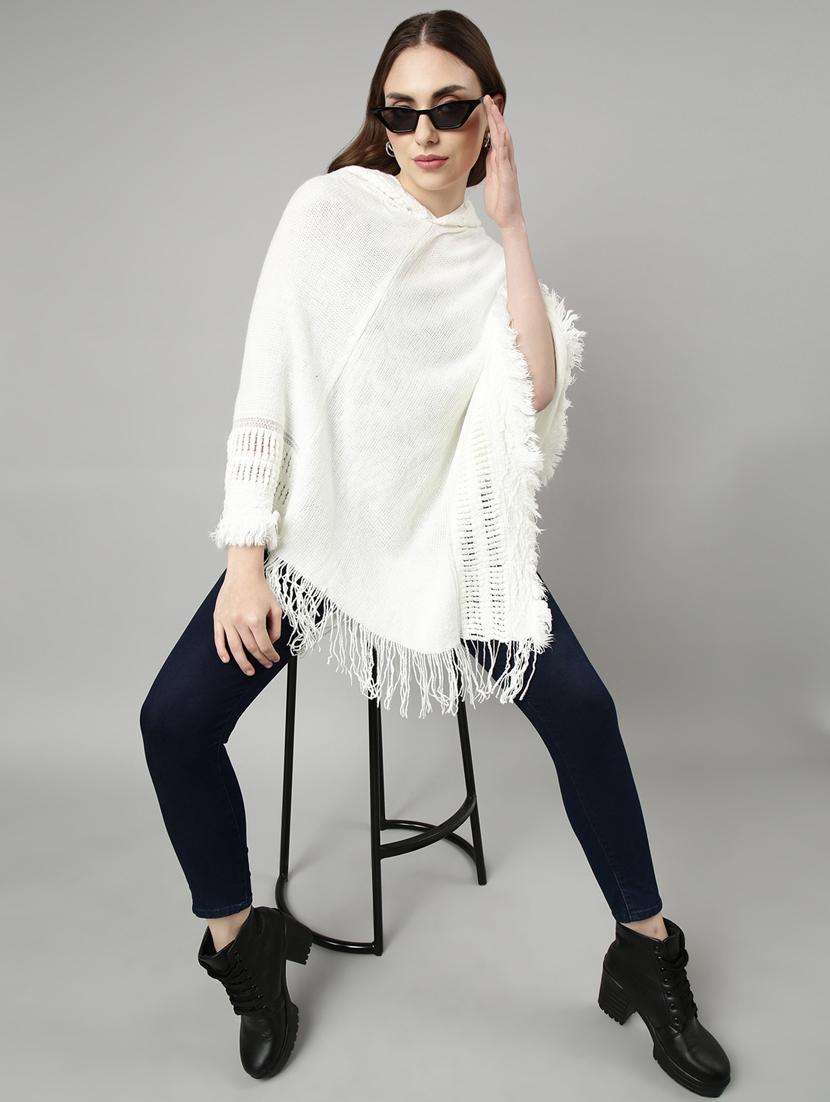 off white acrylic poncho - 20926603 - Standard Image - 5