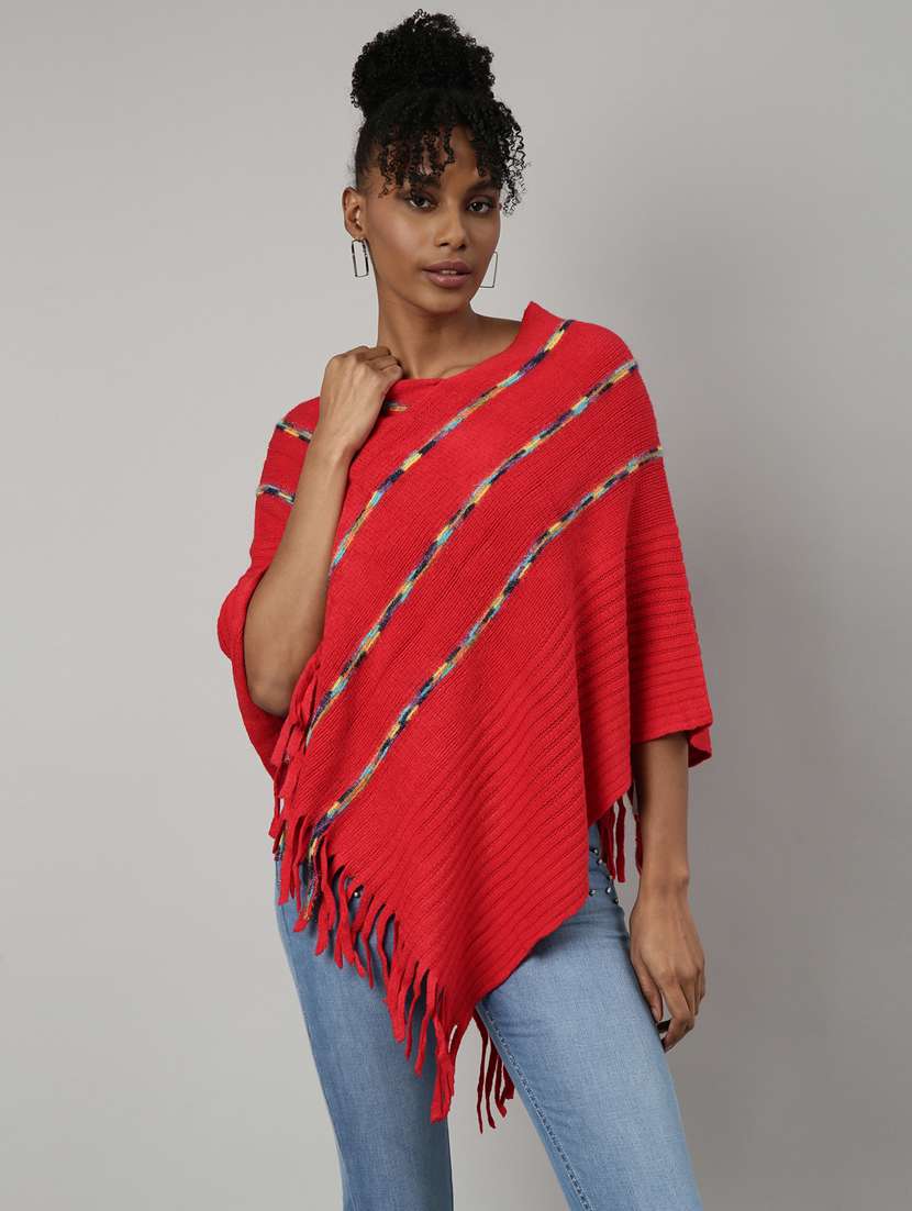 red acrylic poncho