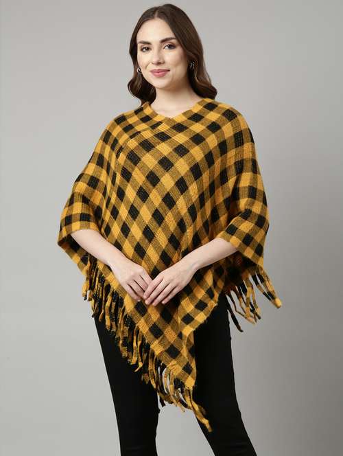 yellow acrylic poncho - 20926605 - Standard Image - 0