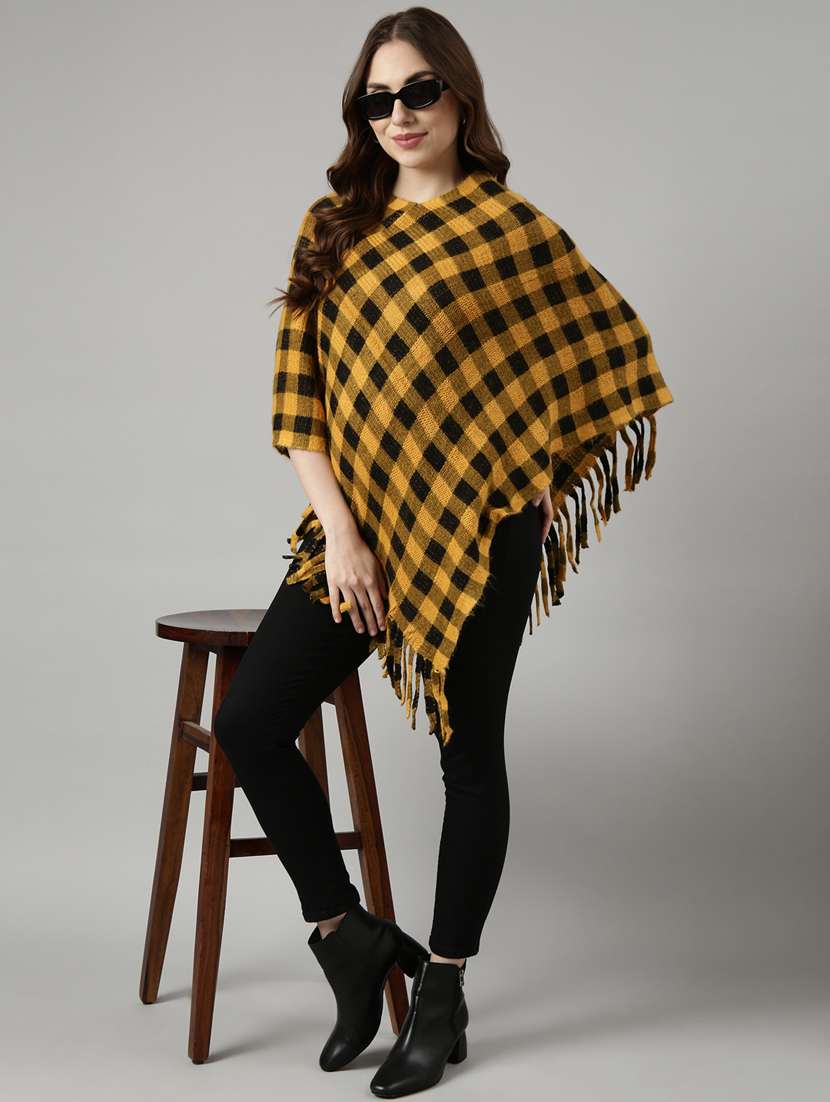 yellow acrylic poncho - 20926605 - Standard Image - 5