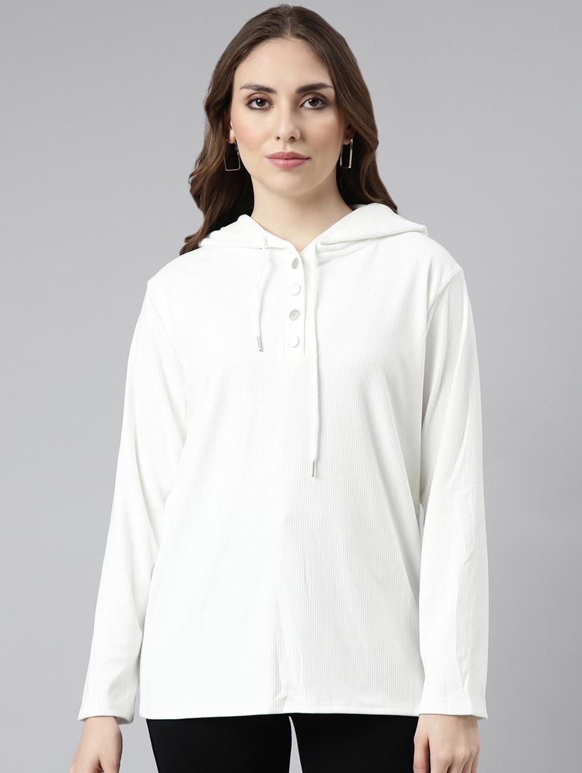 off white cotton blend plain sweatshirt - 20927780 - Zoom Image - 0