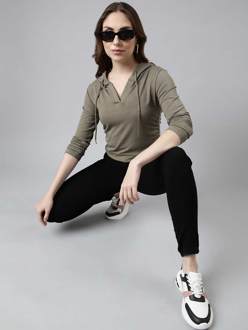 olive cotton blend plain sweatshirt - 20927782 -  Standard Image - 5