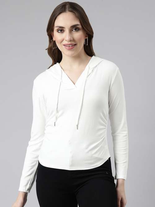 white cotton blend plain sweatshirt - 20927783 -  Standard Image - 0