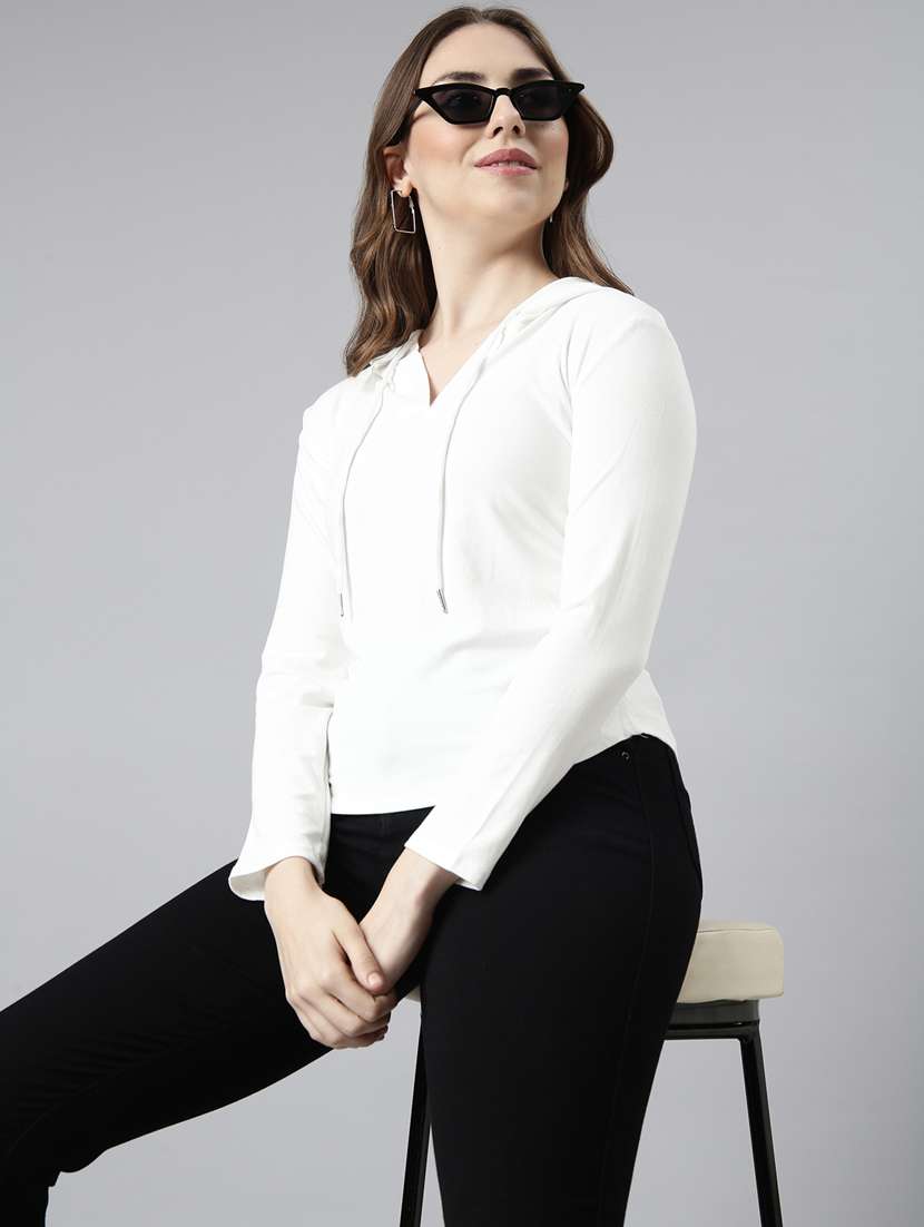 white cotton blend plain sweatshirt - 20927783 -  Standard Image - 3