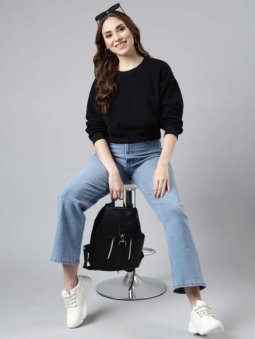 black cotton blend plain sweatshirt - 20927787 - Standard Image - 5