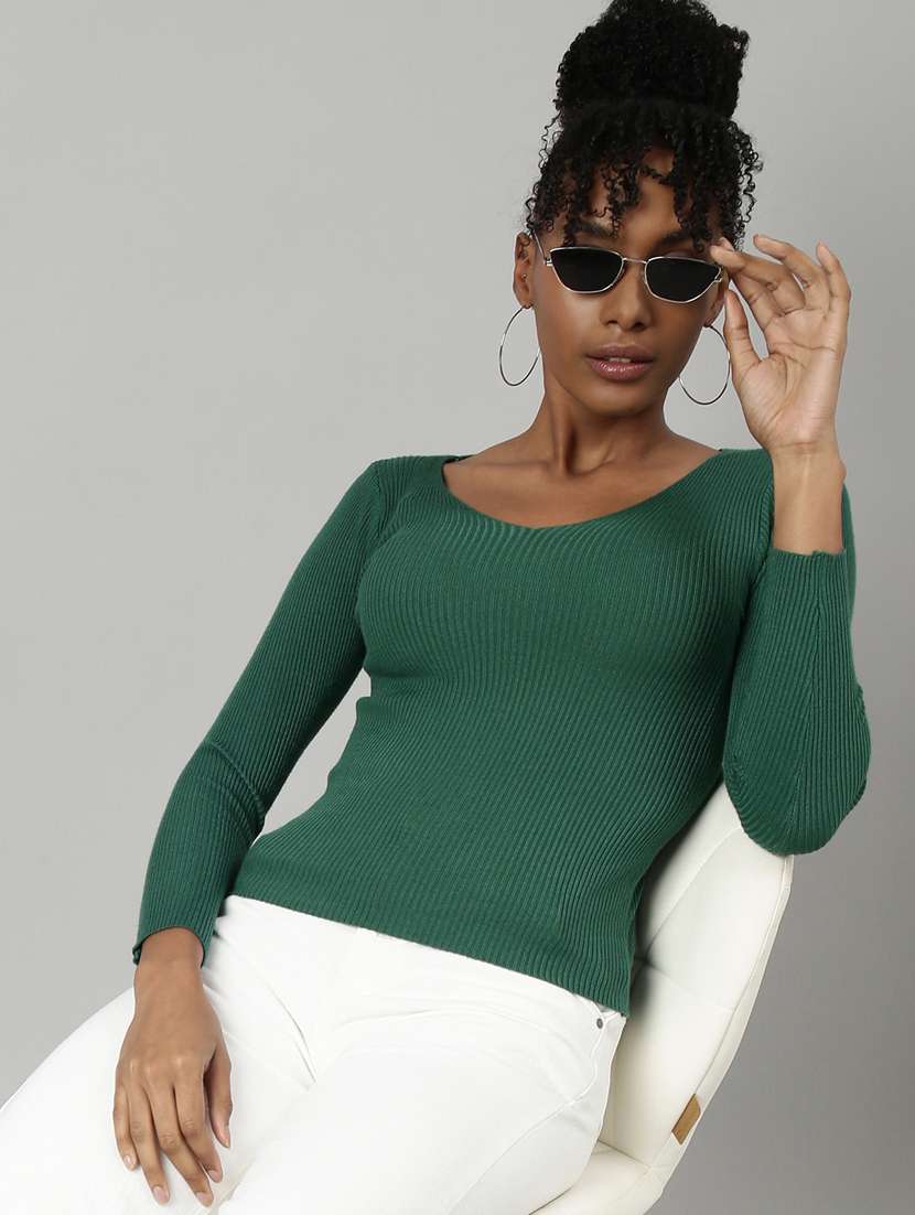 women green solid regular top - 20928686 -  Standard Image - 3