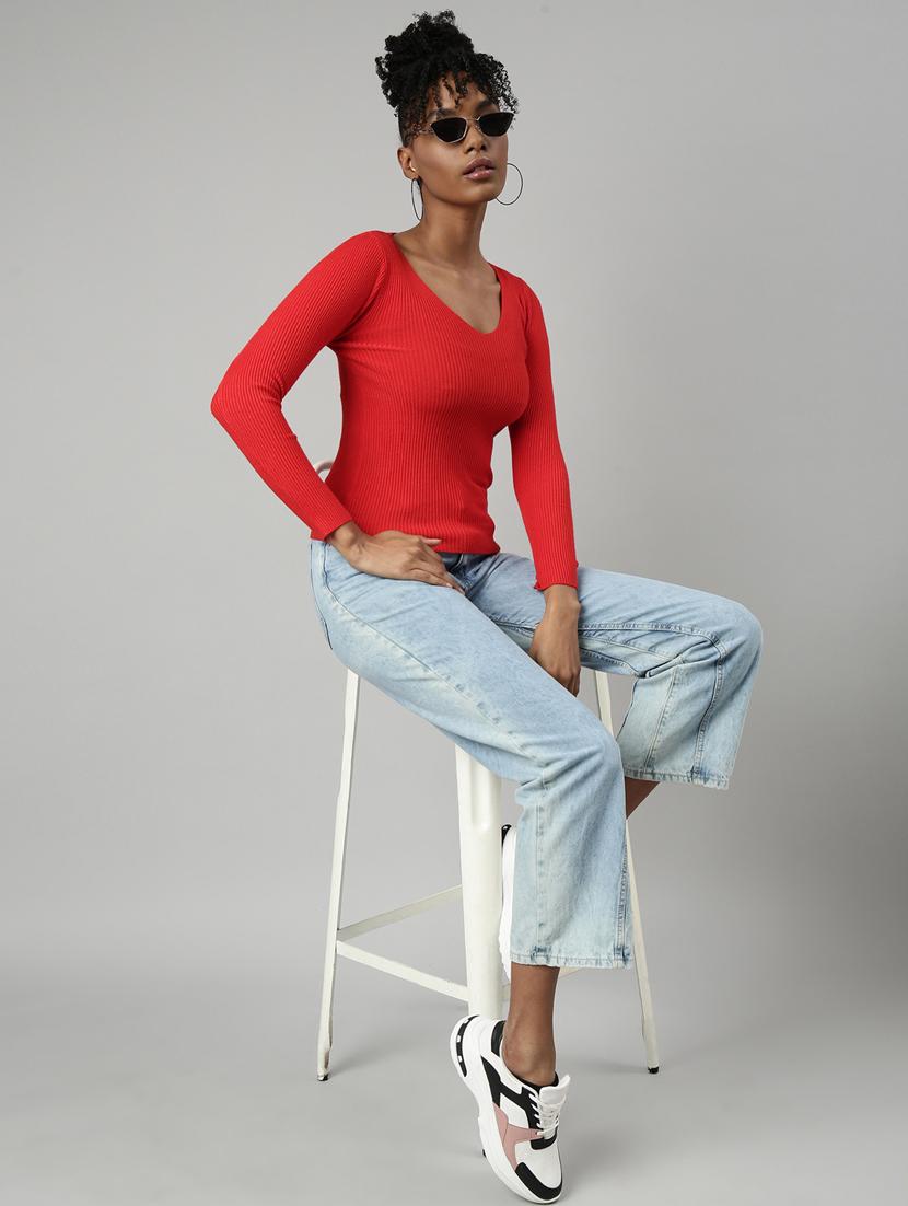 women red solid regular top - 20928687 - Standard Image - 5