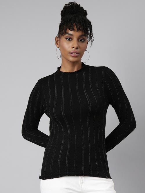 women's stripped turtle neck regular top - 20928700 - Standard Image - 0