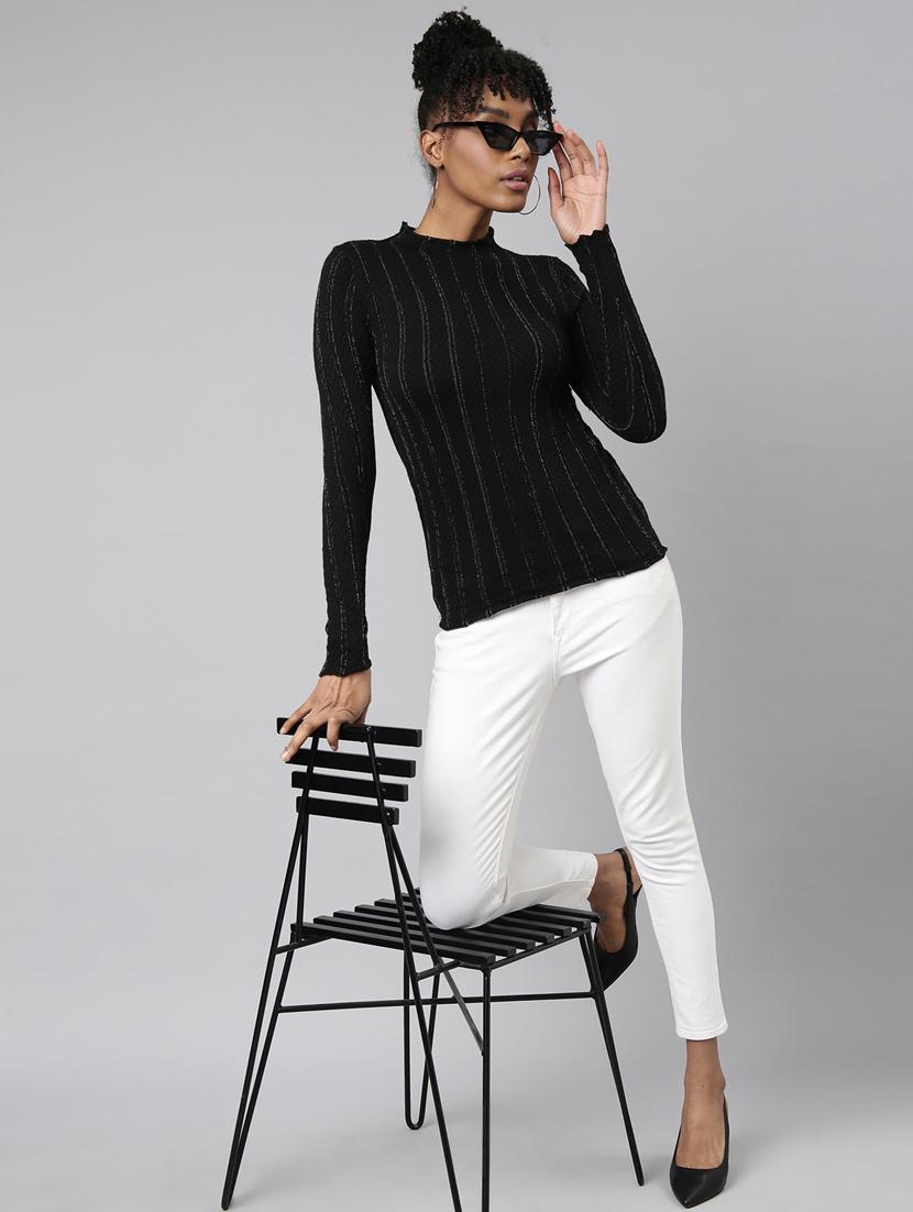 women's stripped turtle neck regular top - 20928700 - Standard Image - 5