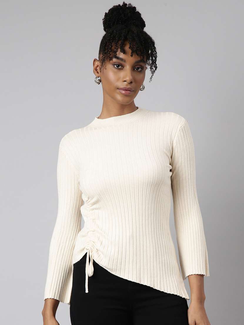 women's solid color asymmetric top