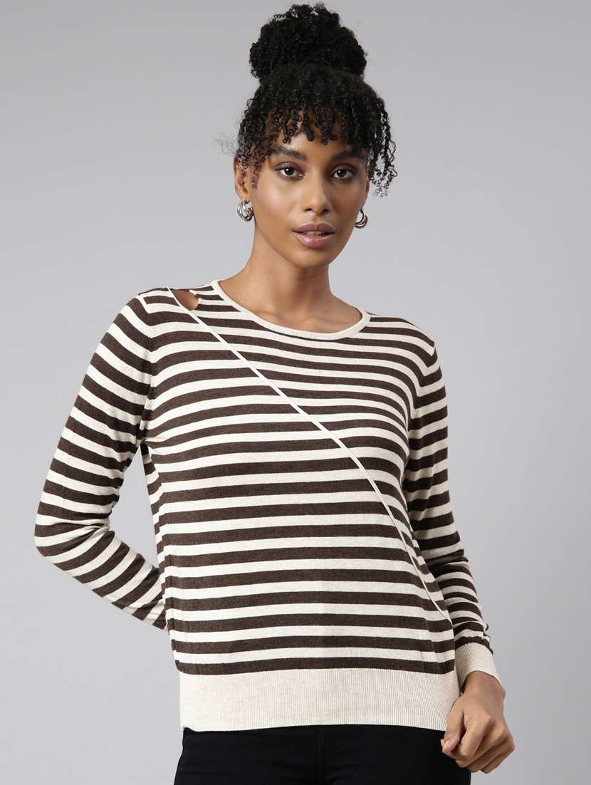 women's stripped regular top