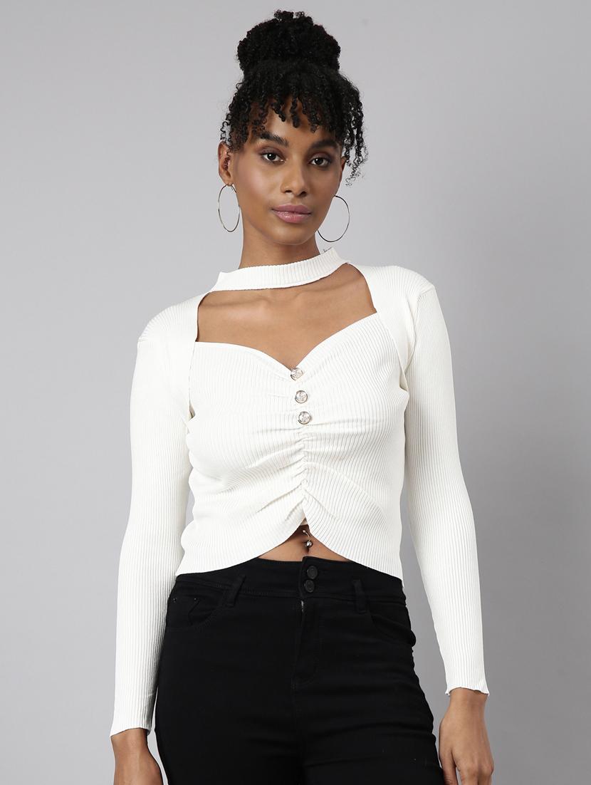 women's crop sweetheart neck top - 20928810 - Zoom Image - 0