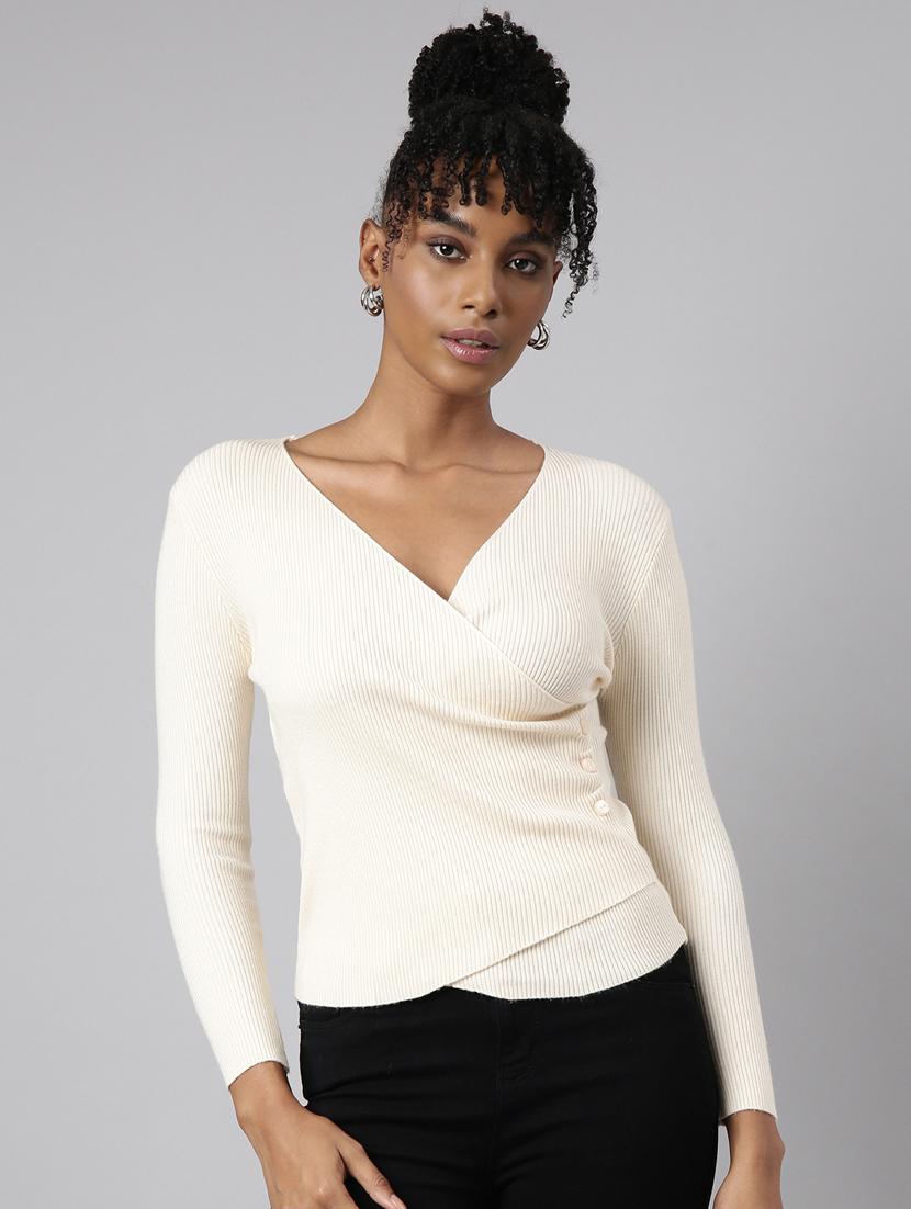 women's solid color wrap top - 20928825 - Zoom Image - 0