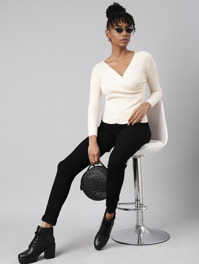 women's solid color wrap top - 20928825 - Standard Image - 5