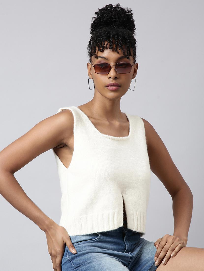 women solid sleeeveless casual top - 20928873 - Standard Image - 3