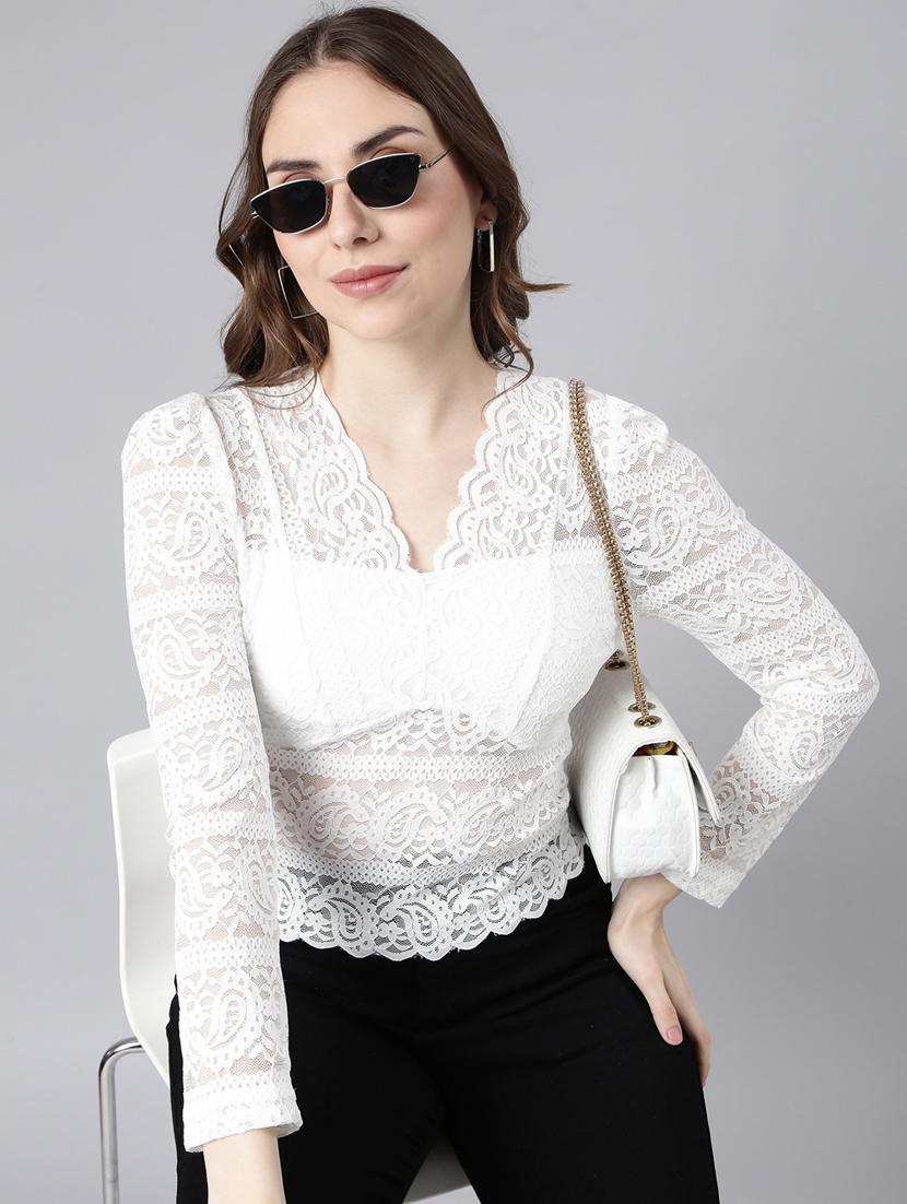 women v-neck straight puff sleeves top - 20928885 - Standard Image - 3
