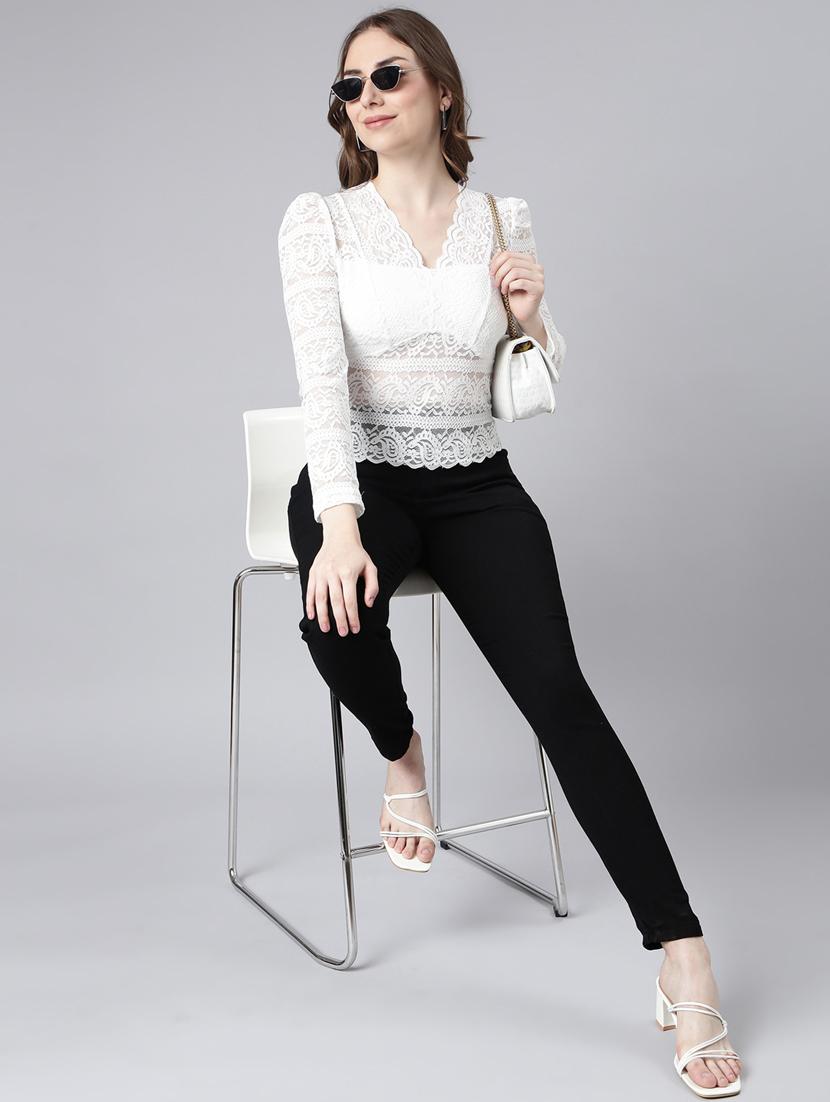 women v-neck straight puff sleeves top - 20928885 - Standard Image - 5