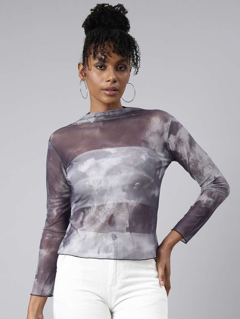 women long sleeve tie & dye regular top - 20928892 -  Zoom Image - 0