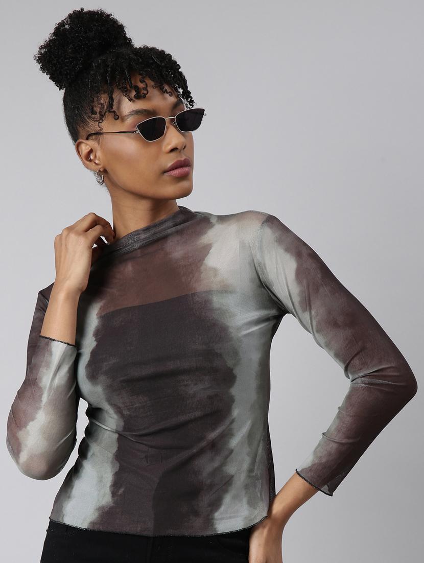 women long sleeve tie & dye regular top - 20928893 - Standard Image - 3