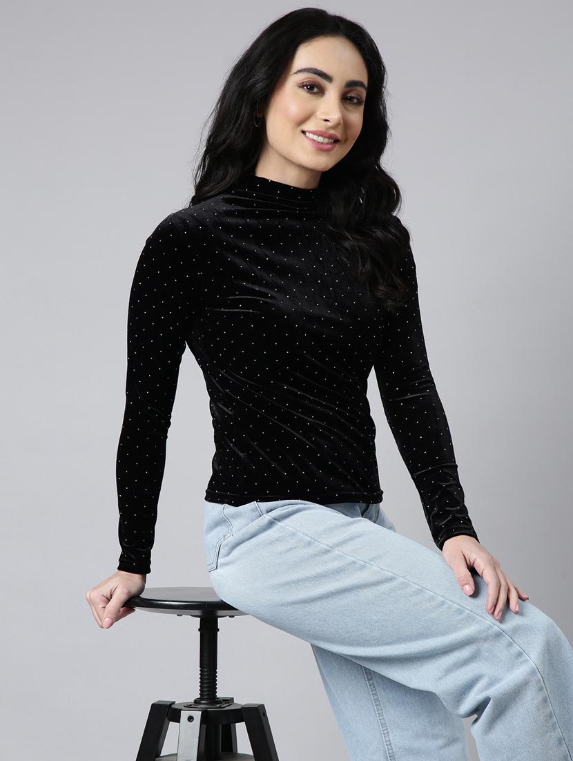 women solid color turtle neck top - 20928897 - Standard Image - 3
