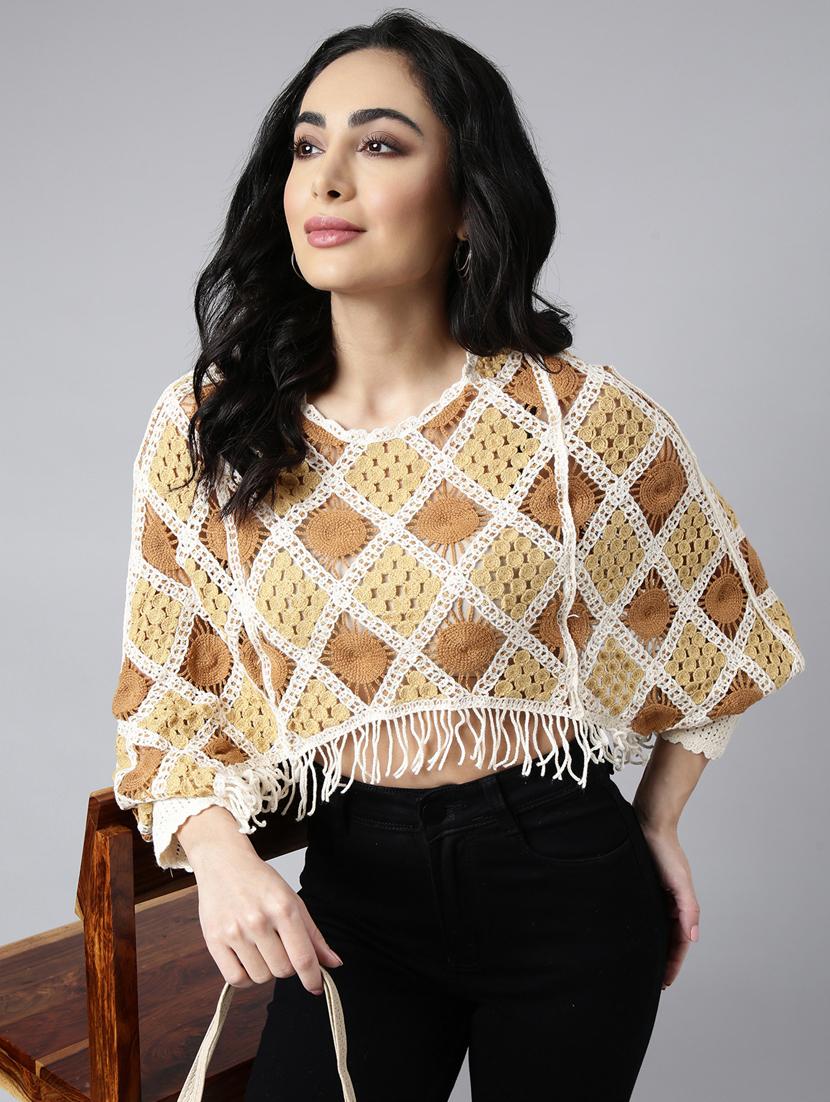 women crochet work crop top - 20928900 - Standard Image - 3