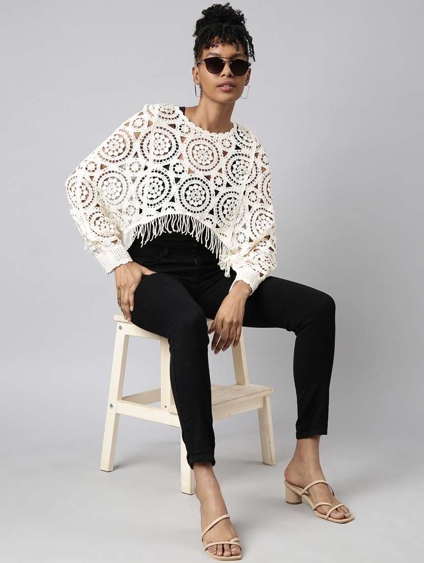 women crochet work crop top - 20928901 -  Standard Image - 5