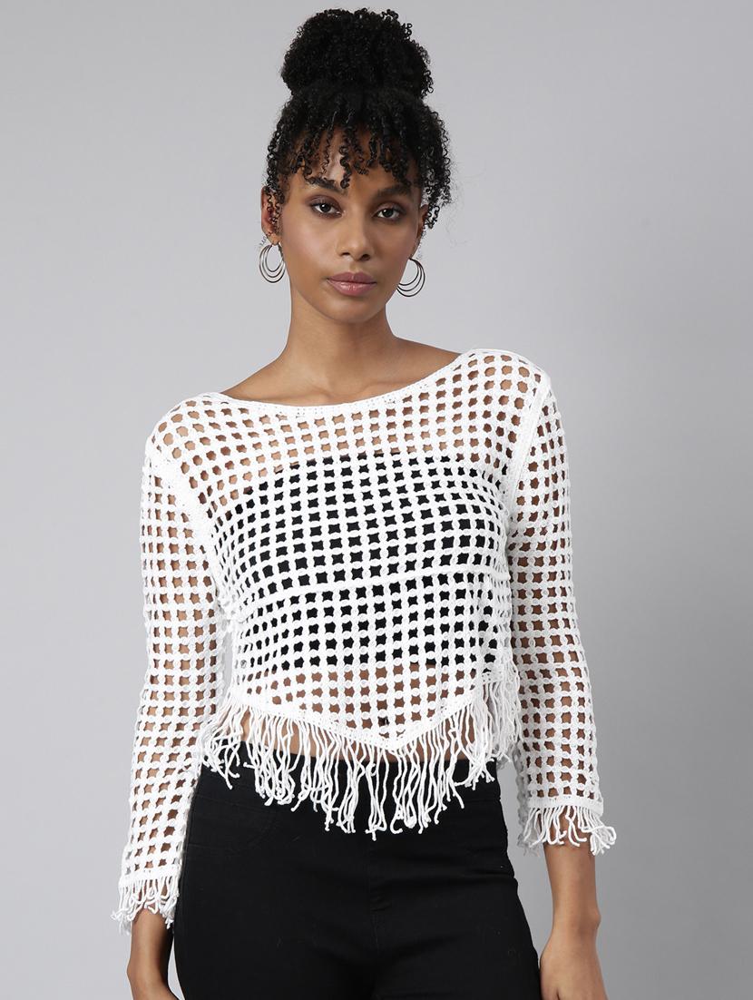 white self design detailed top - 20928907 - Zoom Image - 0