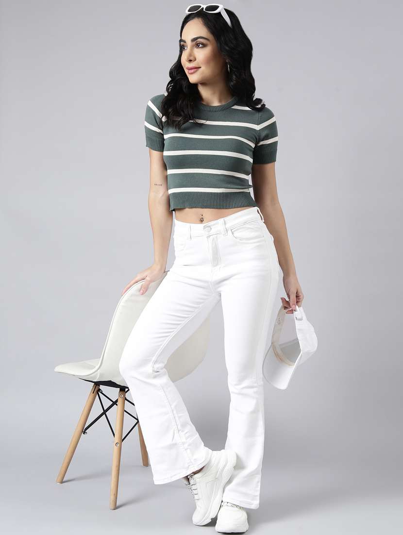 women stripes printed crop top - 20928909 -  Standard Image - 5
