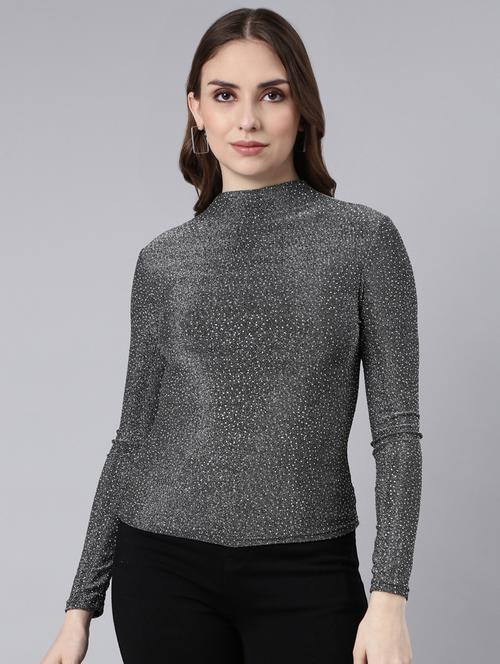 women self designed mock neck top - 20928915 -  Standard Image - 0